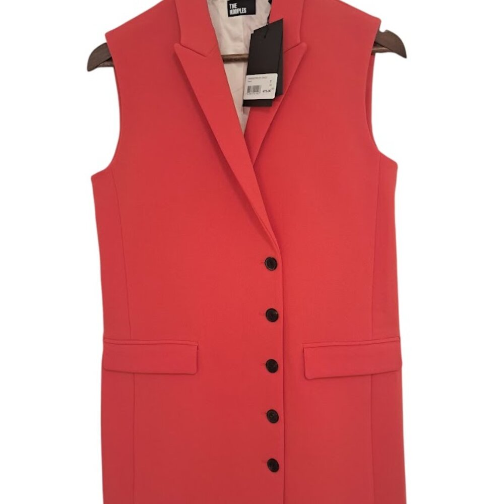 The Kooples Fire Red Orange Tailored Blazer Dress NWT Size 2 Medium